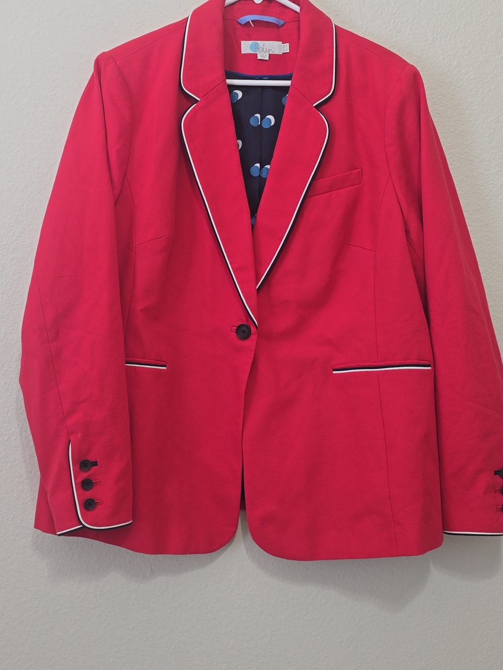 Boden Red Blazer with White Piping // Sz 18